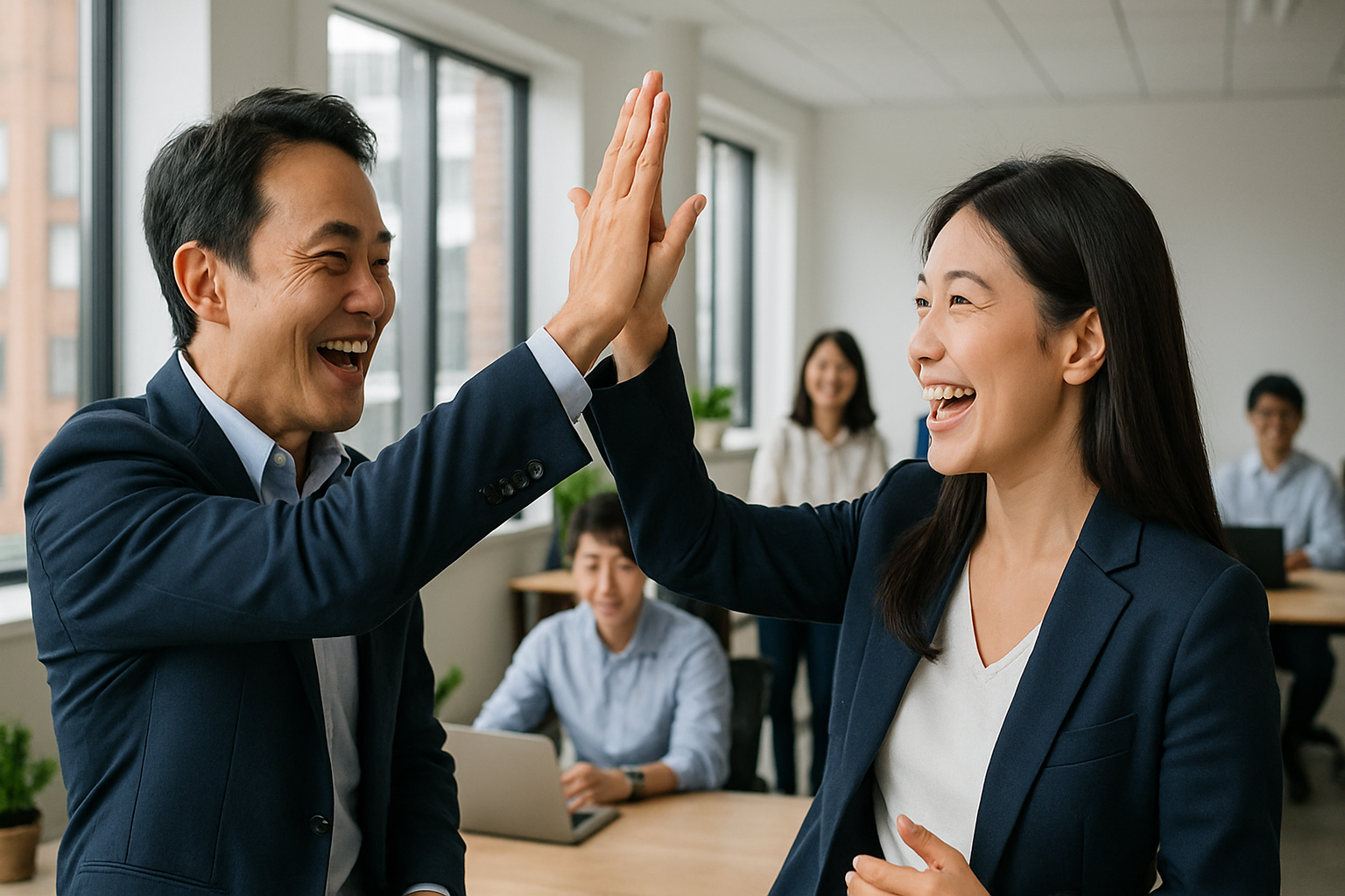 洗練されたラウンジでの経営者同士の交流